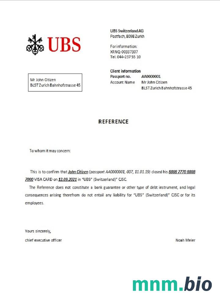 Przykład zamknięcia UBS w Szwajcarii w formatach Word i PDF